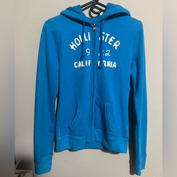 Hollister 1922 Blue & White Zip Up Hoodie - Picture 1 of 5